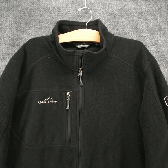 Eddie Bauer Men's EB230 Wind Resistant Full Zip Fleece Jacket Black XL Logo - Picture 3 of 15